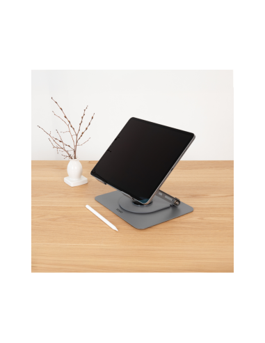 TooQ Soporte Elevador con rotación 360° y ajustable, para dispositivos de 11”-17”, Color Gris Oscuro