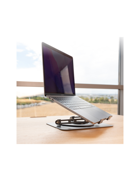 TooQ Soporte Elevador con rotación 360° y ajustable, para dispositivos de 11”-17”, Color Gris Oscuro