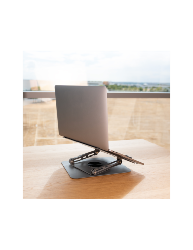 TooQ Soporte Elevador con rotación 360° y ajustable, para dispositivos de 11”-17”, Color Gris Oscuro