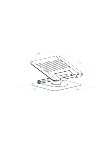 TooQ Soporte Elevador con rotación 360° y ajustable, para dispositivos de 11”-17”, Color Gris Oscuro