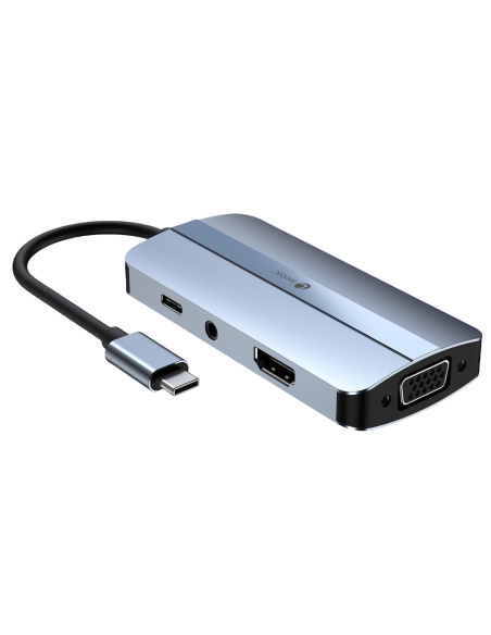 Leotec LEDS04 base para portátil y replicador de puertos Acoplamiento USB 3.2 Gen 1 (3.1 Gen 1) Type-C Gris