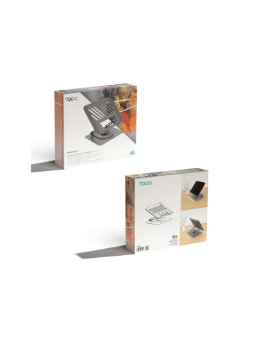 TooQ Soporte Elevador con rotación 360° y ajustable, para dispositivos de 11”-17”, Color Gris Oscuro