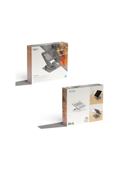 TooQ Soporte Elevador con rotación 360° y ajustable, para dispositivos de 11”-17”, Color Gris Oscuro