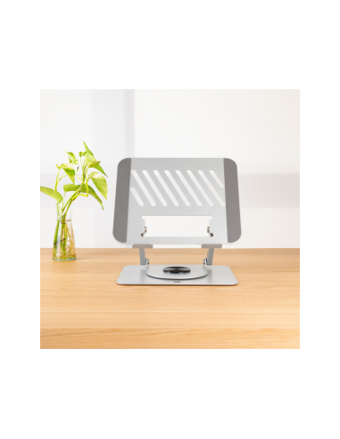 TooQ Soporte Elevador con rotación 360° y ajustable, para dispositivos de 11”-17”, Color Plata