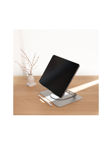 TooQ Soporte Elevador con rotación 360° y ajustable, para dispositivos de 11”-17”, Color Plata
