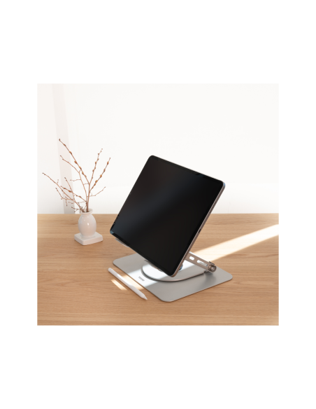 TooQ Soporte Elevador con rotación 360° y ajustable, para dispositivos de 11”-17”, Color Plata
