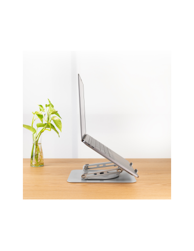 TooQ Soporte Elevador con rotación 360° y ajustable, para dispositivos de 11”-17”, Color Plata