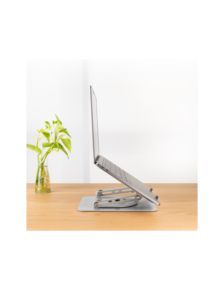 TooQ Soporte Elevador con rotación 360° y ajustable, para dispositivos de 11”-17”, Color Plata