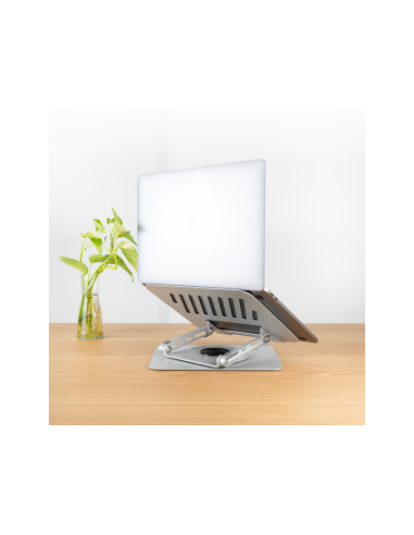 TooQ Soporte Elevador con rotación 360° y ajustable, para dispositivos de 11”-17”, Color Plata