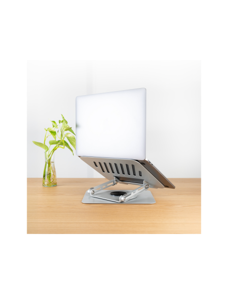 TooQ Soporte Elevador con rotación 360° y ajustable, para dispositivos de 11”-17”, Color Plata