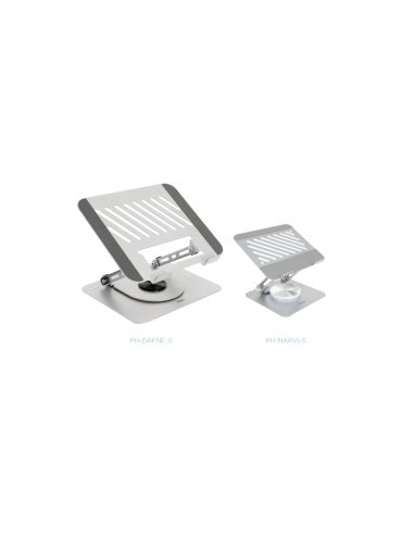 TooQ Soporte Elevador con rotación 360° y ajustable, para dispositivos de 11”-17”, Color Plata