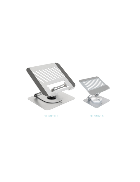 TooQ Soporte Elevador con rotación 360° y ajustable, para dispositivos de 11”-17”, Color Plata