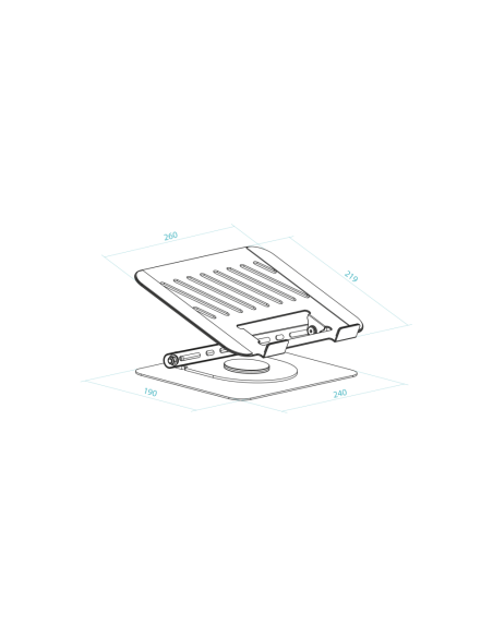 TooQ Soporte Elevador con rotación 360° y ajustable, para dispositivos de 11”-17”, Color Plata