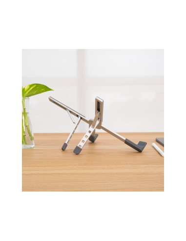 TooQ Soporte elevador plegable de aluminio para portátiles, Plata