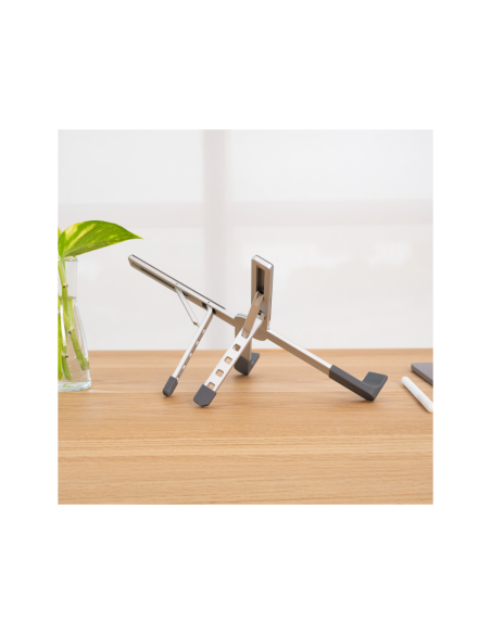 TooQ Soporte elevador plegable de aluminio para portátiles, Plata