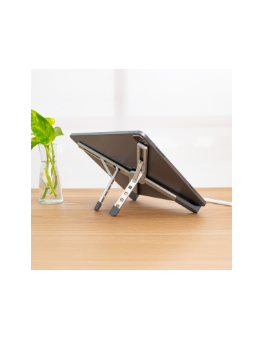TooQ Soporte elevador plegable de aluminio para portátiles, Plata