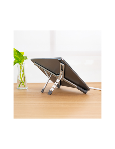 TooQ Soporte elevador plegable de aluminio para portátiles, Plata