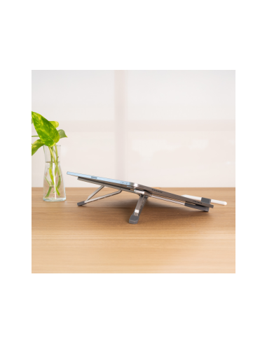 TooQ Soporte elevador plegable de aluminio para portátiles, Plata