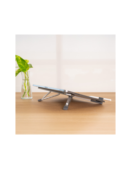 TooQ Soporte elevador plegable de aluminio para portátiles, Plata
