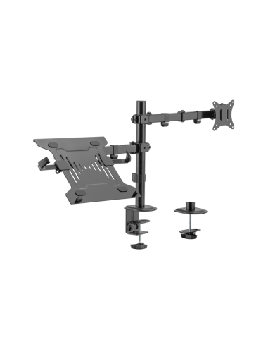 Ewent EW1519 soporte para ordenador portátil Soporte de mesa con estante para ordenador portátil y brazo para monitor Negro 39,6