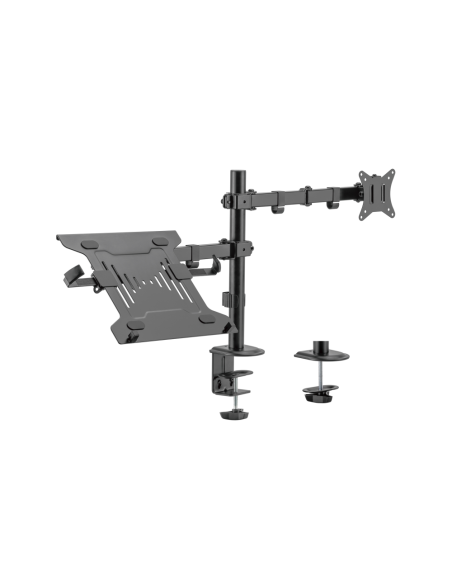 Ewent EW1519 soporte para ordenador portátil Soporte de mesa con estante para ordenador portátil y brazo para monitor Negro 39,6