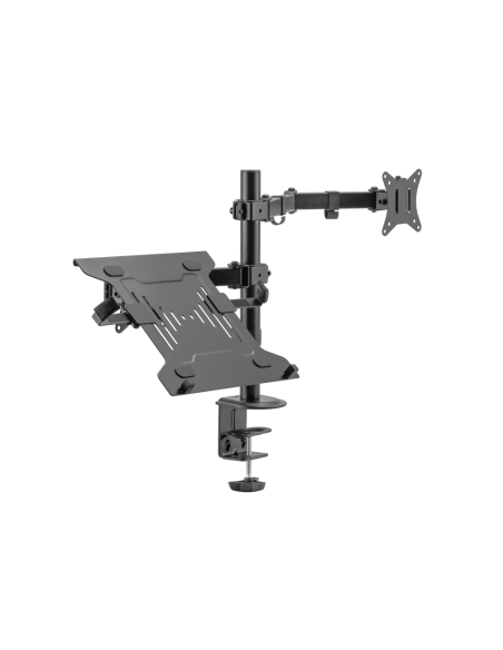 Ewent EW1519 soporte para ordenador portátil Soporte de mesa con estante para ordenador portátil y brazo para monitor Negro 39,6