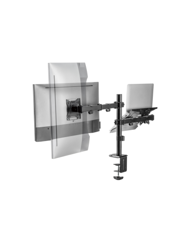 Ewent EW1519 soporte para ordenador portátil Soporte de mesa con estante para ordenador portátil y brazo para monitor Negro 39,6