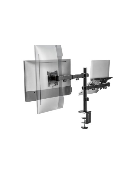 Ewent EW1519 soporte para ordenador portátil Soporte de mesa con estante para ordenador portátil y brazo para monitor Negro 39,6