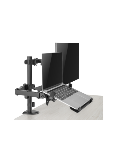 Ewent EW1519 soporte para ordenador portátil Soporte de mesa con estante para ordenador portátil y brazo para monitor Negro 39,6