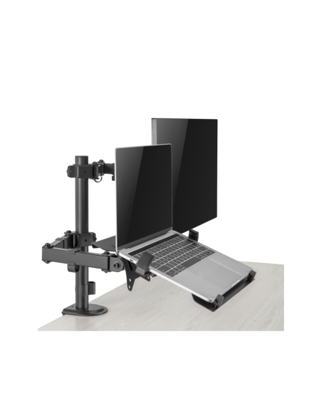 Ewent EW1519 soporte para ordenador portátil Soporte de mesa con estante para ordenador portátil y brazo para monitor Negro 39,6