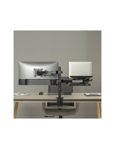 Ewent EW1519 soporte para ordenador portátil Soporte de mesa con estante para ordenador portátil y brazo para monitor Negro 39,6