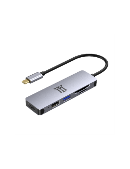 Maillon Technologique Premium MTHUB5 base para portátil y replicador de puertos USB 3.2 Gen 2 (3.1 Gen 2) Type-C Aluminio, Gris