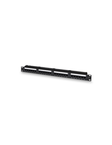 AISENS Panel De Parcheo De 24 Puertos RJ45 Cat.6 UTP, 19" 1U Dual IDC Con Gestion De Cables, Negro