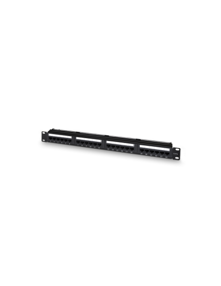 AISENS Panel De Parcheo De 24 Puertos RJ45 Cat.6 UTP, 19" 1U Dual IDC Con Gestion De Cables, Negro