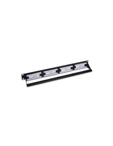AISENS Panel De Parcheo De 24 Puertos RJ45 Cat.6 UTP, 19" 1U Dual IDC Con Gestion De Cables, Negro