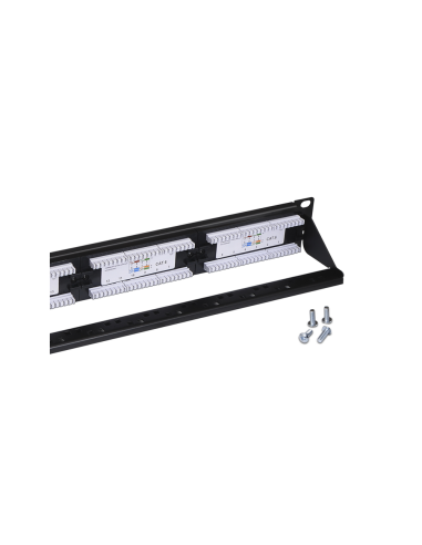 AISENS Panel De Parcheo De 24 Puertos RJ45 Cat.6 UTP, 19" 1U Dual IDC Con Gestion De Cables, Negro
