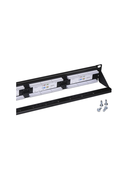 AISENS Panel De Parcheo De 24 Puertos RJ45 Cat.6 UTP, 19" 1U Dual IDC Con Gestion De Cables, Negro