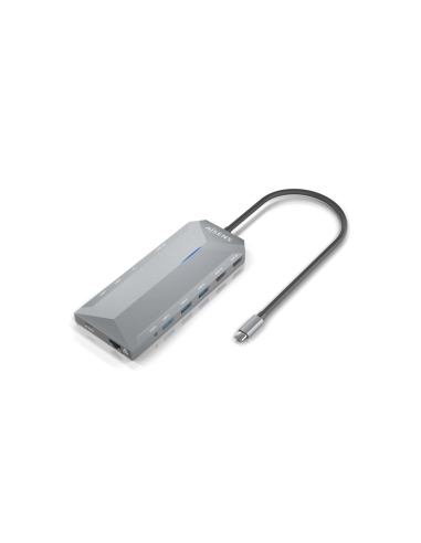 AISENS USB-C Dock 12 En 1, USB-C A 2xHDMI, 1xRJ45, 3xUSB-A, 2xUSB-C, 1xUSB-C PD, 1xAudio, 1xSD, 1xMicro SD, Gris, 30cm