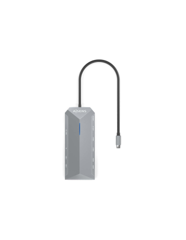 AISENS USB-C Dock 12 En 1, USB-C A 2xHDMI, 1xRJ45, 3xUSB-A, 2xUSB-C, 1xUSB-C PD, 1xAudio, 1xSD, 1xMicro SD, Gris, 30cm
