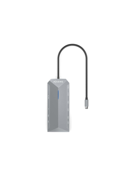 AISENS USB-C Dock 12 En 1, USB-C A 2xHDMI, 1xRJ45, 3xUSB-A, 2xUSB-C, 1xUSB-C PD, 1xAudio, 1xSD, 1xMicro SD, Gris, 30cm