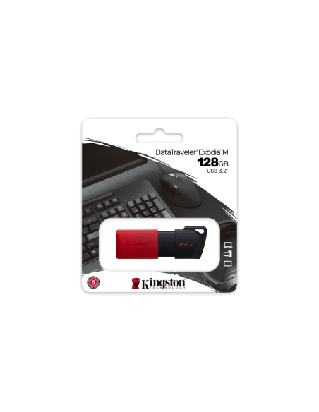 Kingston Technology DataTraveler 128GB USB3.2 Gen1 Exodia M (Negro + Rojo)