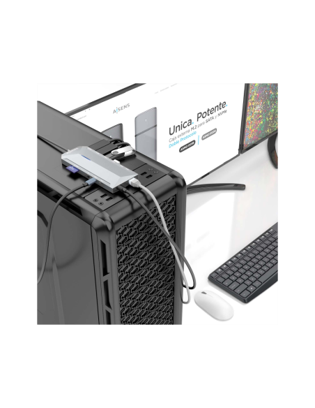 AISENS USB-C Dock 12 En 1, USB-C A 2xHDMI, 1xRJ45, 3xUSB-A, 2xUSB-C, 1xUSB-C PD, 1xAudio, 1xSD, 1xMicro SD, Gris, 30cm