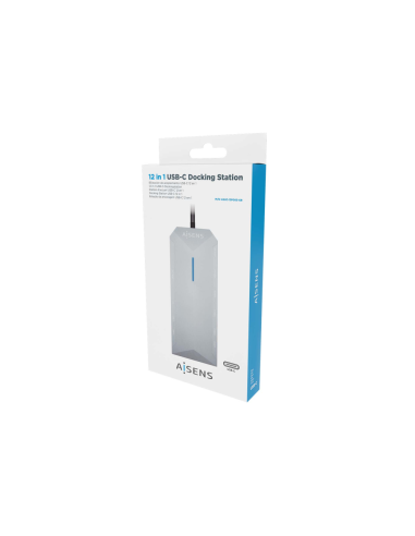 AISENS USB-C Dock 12 En 1, USB-C A 2xHDMI, 1xRJ45, 3xUSB-A, 2xUSB-C, 1xUSB-C PD, 1xAudio, 1xSD, 1xMicro SD, Gris, 30cm