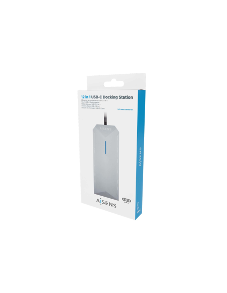 AISENS USB-C Dock 12 En 1, USB-C A 2xHDMI, 1xRJ45, 3xUSB-A, 2xUSB-C, 1xUSB-C PD, 1xAudio, 1xSD, 1xMicro SD, Gris, 30cm