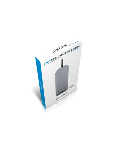 AISENS USB-C Dock 9 en 1, USB-C a 1x HDMI, 1xRJ45, 3x USB, 1x PD, 1x Audio, 1x SD, 1x Micro SD, Gris, 15 cm