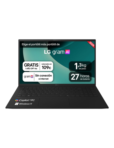 LG Gram 15Z80T-G.AS58B ordenador portatil Copilot+ PC AMD Ryzen AI 5 340 Portátil 38,1 cm (15") Full HD 16 GB LPDDR5-SDRAM 1 TB 