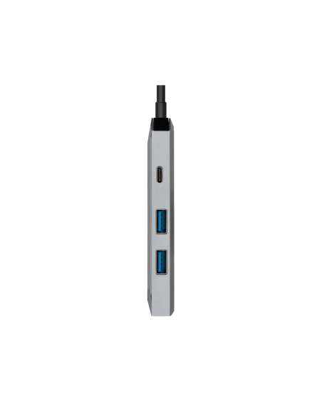 AISENS USB-C dock 4 en 1, USB-C a 1xHDMI, 2xUSB, 1xPD, Gris, 15 cm