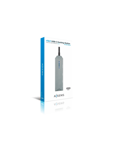 AISENS USB-C dock 4 en 1, USB-C a 1xHDMI, 2xUSB, 1xPD, Gris, 15 cm