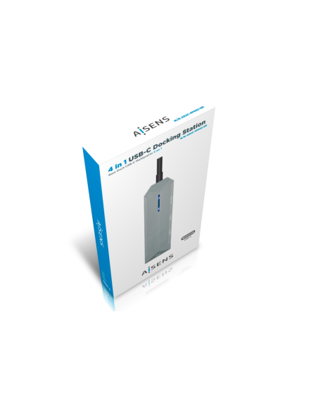 AISENS USB-C dock 4 en 1, USB-C a 1xHDMI, 2xUSB, 1xPD, Gris, 15 cm