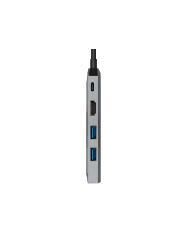 AISENS USB-C dock 5 en 1, USB-C a 1xHDMI, 1xRJ45, 2xUSB, 1xPD, Gris, 15 cm